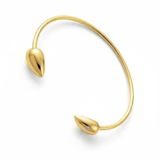 Pulseira bracelete 2 gotas 1 zircônia Prata 925 Ouro 18 k