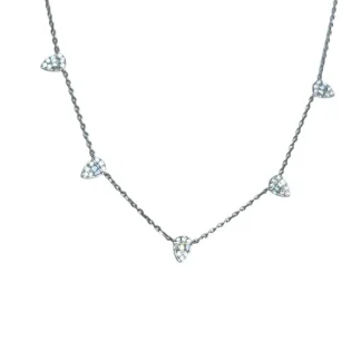 Colar 5 gotas zircônia bagueti Prata 925 Ródio