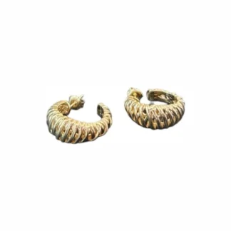 Brinco Meia Argola 24mm Trabalhada Vazada Prata 925 Ouro 18k