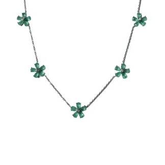 Colar 5 flores zircônia turmalina fusion Prata 925 Ródio