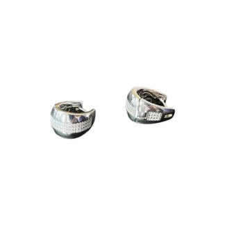Brinco Argola Formato U zircônia Prata 925 Ródio