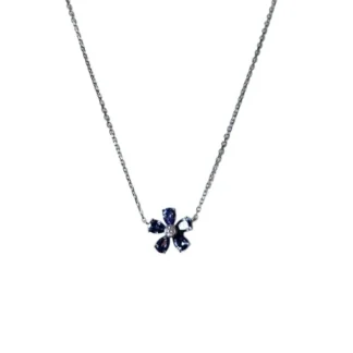 Colar 1 flor zircônia Tanzanita fusion Prata 925 Ródio
