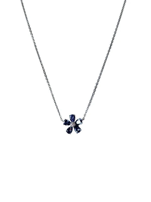 Colar 1 flor zircônia Tanzanita fusion Prata 925 Ródio, Bottega D'Oro