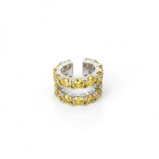 Piercing 2 aros yellow fancy fusion Prata 925 Ródio