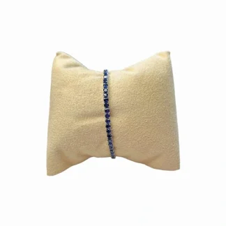 Pulseira Riviera elástica zircônia azul 2 mm 5,5 cm diâmetro Prata 925 Ródio