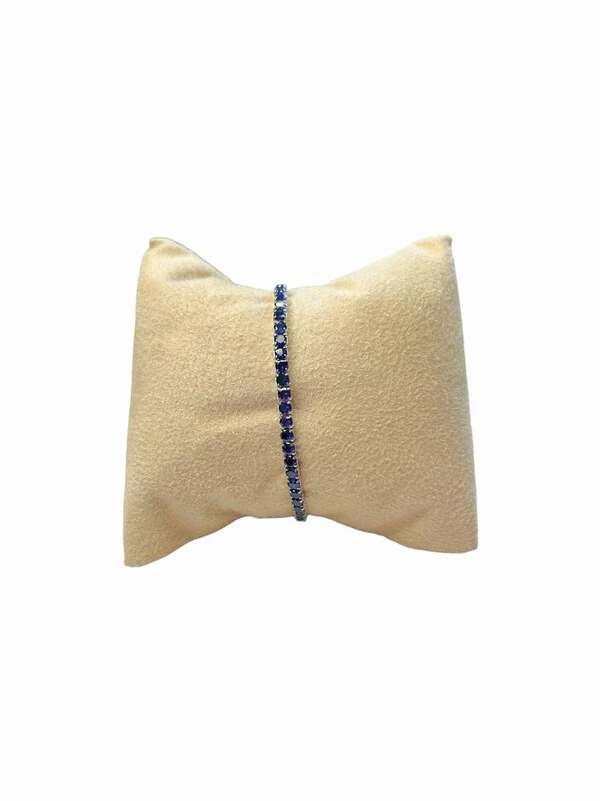 Pulseira Riviera elástica zircônia azul 2 mm 5,5 cm diâmetro Prata 925 Ródio, Bottega D'Oro