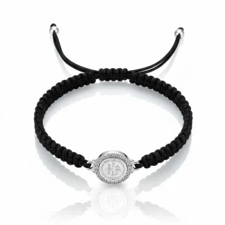 Pulseira São Bento macramê preta Prata 925 Ródio