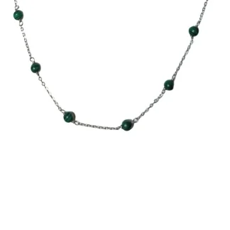 Colar bolinha esmeralda fusion Prata 925 Ródio