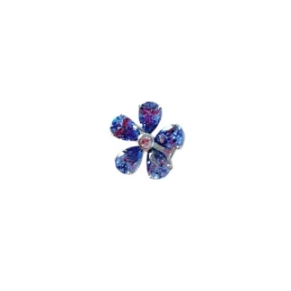 Pingente PIN Flor 5 pétalas Tanzanita fusion Prata 925 Ródio