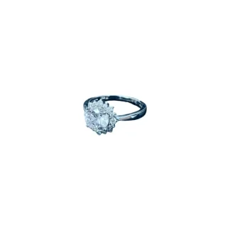 Anel Flor zircônia Prata 925 Ródio