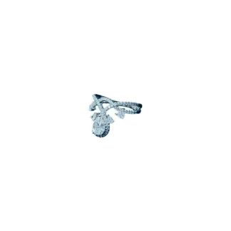 Anel Gota Ponta Cristal Prata 925 Ródio