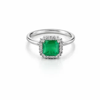 Anel Quadrado Esmeralda Fusion Zircônia Prata 925 Ródio