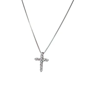 Colar Cruz zircônia Prata 925 Ródio