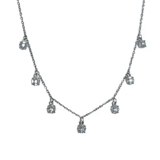 Colar Illusion zircônias penduradas Prata 925 Ródio