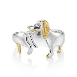 Anel Dog Ajustável Prata 925 Ródio Ouro 18 K
