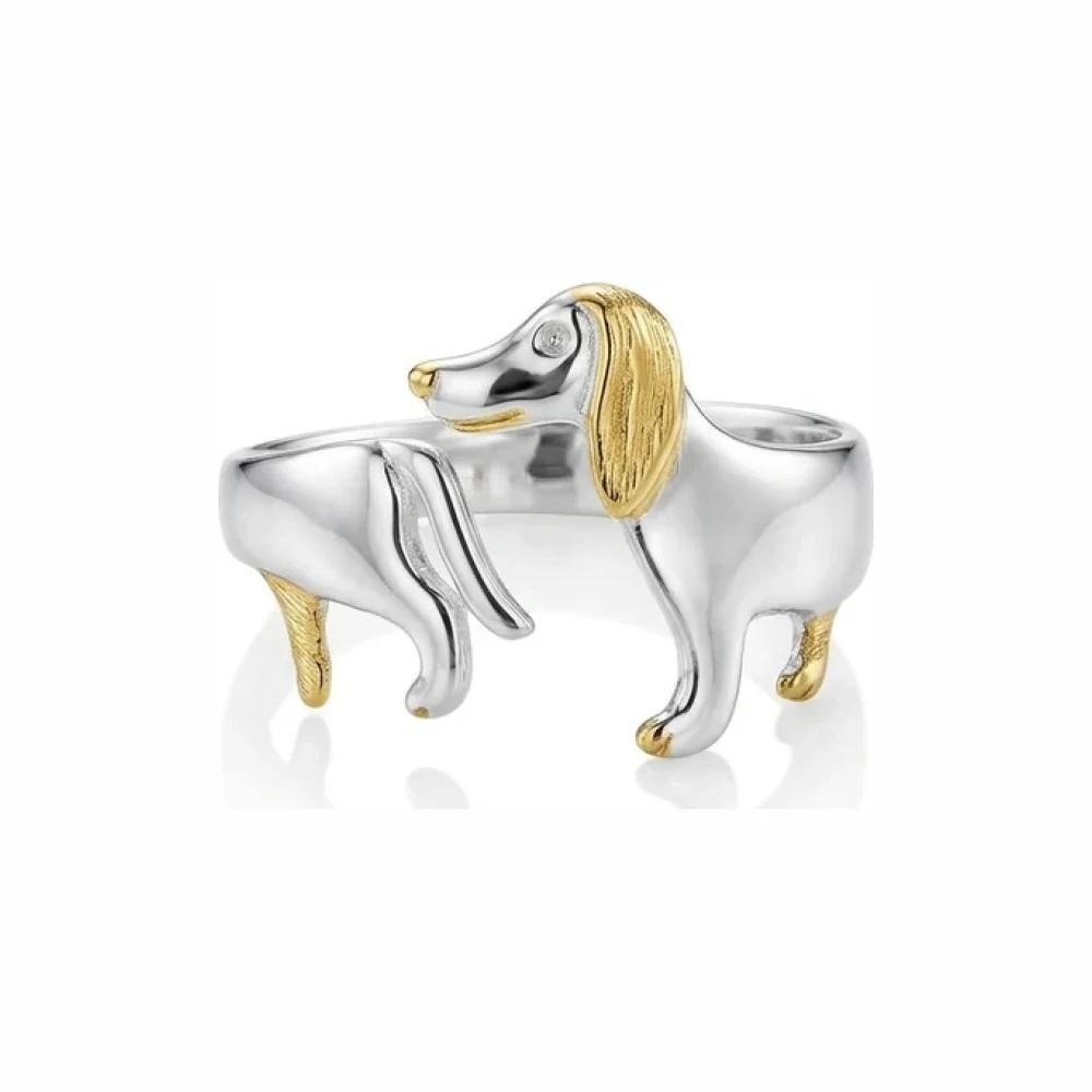 Anel Dog Ajustável Prata 925 Ródio banho de ouro 18k, Bottega D'Oro