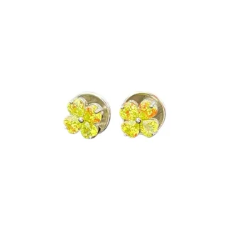 Brinco Flor Zircônia Limão Prata 925 Ródio