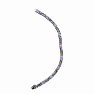 Pulseira Riviera Cristal Colors 17 cm Prata 925 Ródio