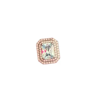 Pingente PIN quadrado topázio azul Prata 925 Ródio