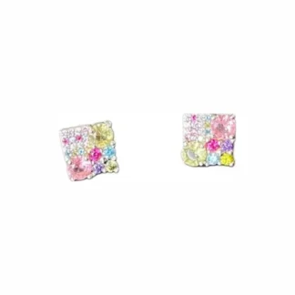 Brinco Quadrado Cristal Colors Prata 925