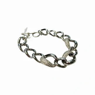Pulseira Elos Zircônia 19 cm Prata 925 Ródio