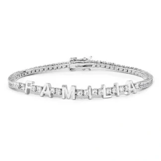 Pulseira Riviera Família zircônia 17 cm Prata 925 Ródio