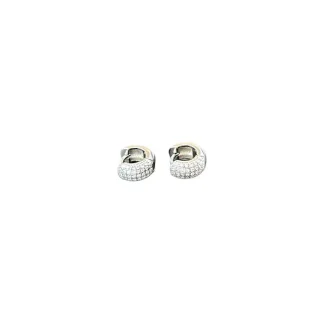 Brinco Argola baulado zircônia P Prata 925 Ródio