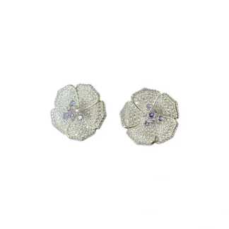 Brinco Flor Zircônia Prata 925 Ródio