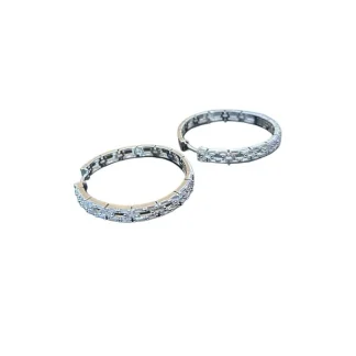 Brinco Argola Zircônia Quadrado G Prata 925 Ródio