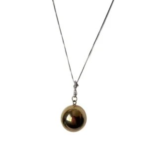 Colar Bola Prata 925 Ródio e Ouro 18K