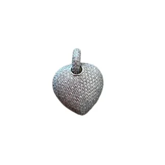 Pingente Coração zircônia Micro Cravação Prata 925 Ródio