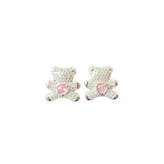 Brinco Urso topázio rosa fusion e zircônia Prata 925 Ródio