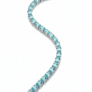 Pulseira Riviera oval topázio azul 17 cm Prata 925 Ródio