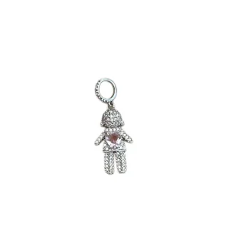 Pingente Menina zicônia micro cravação topázio Rosa Prata 925 Ródio