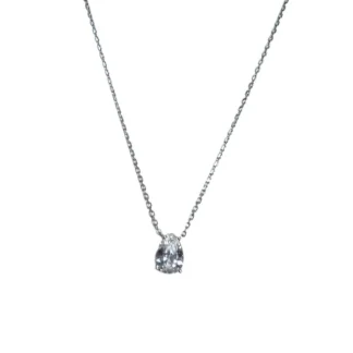 Colar Gota zircônia M Prata 925 Ródio