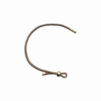 Pulseira Cordão Bege Ponteira Prata 925 Ouro 18k