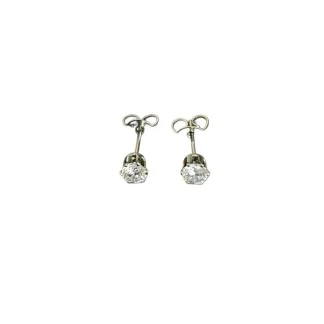 Brinco Ponto cristal Prata 925 Ródio