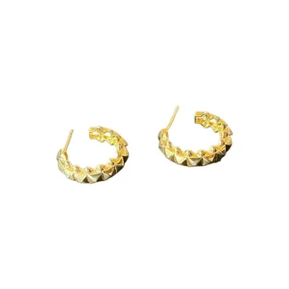 Brinco argola ponta Prata 925 Ouro18k