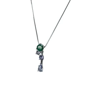 Colar 4 pedras esmeralda lilás fusion Prata 925 Ródio