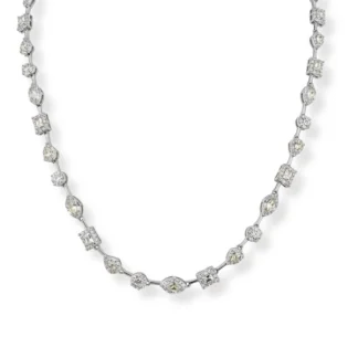 Colar Riviera formas cristal diamond lemon zircônia 42 cm Prata 925 Ródio