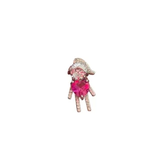 Pingente Menina Coração topázio rosa fusion e zircônia Prata 925 Ródio