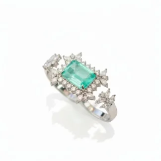 Anel dois dedos ajustável turmalina fusion quadrado zircônia Prata 925 Ródio