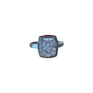 Anel Retangular Ice cut zircônia Prata 925 Ródio