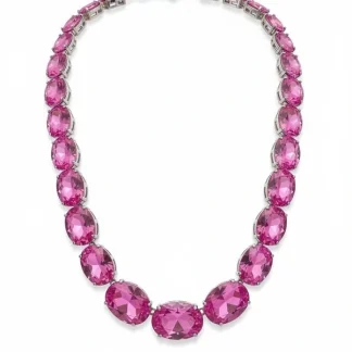 Colar Riviera Topázio Rosa fusion 42 cm degradê Prata 925 Ródio