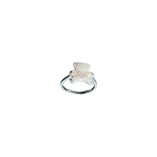 Anel Urso topázio Rosa fusion e zircônia Prata 925 Ródio