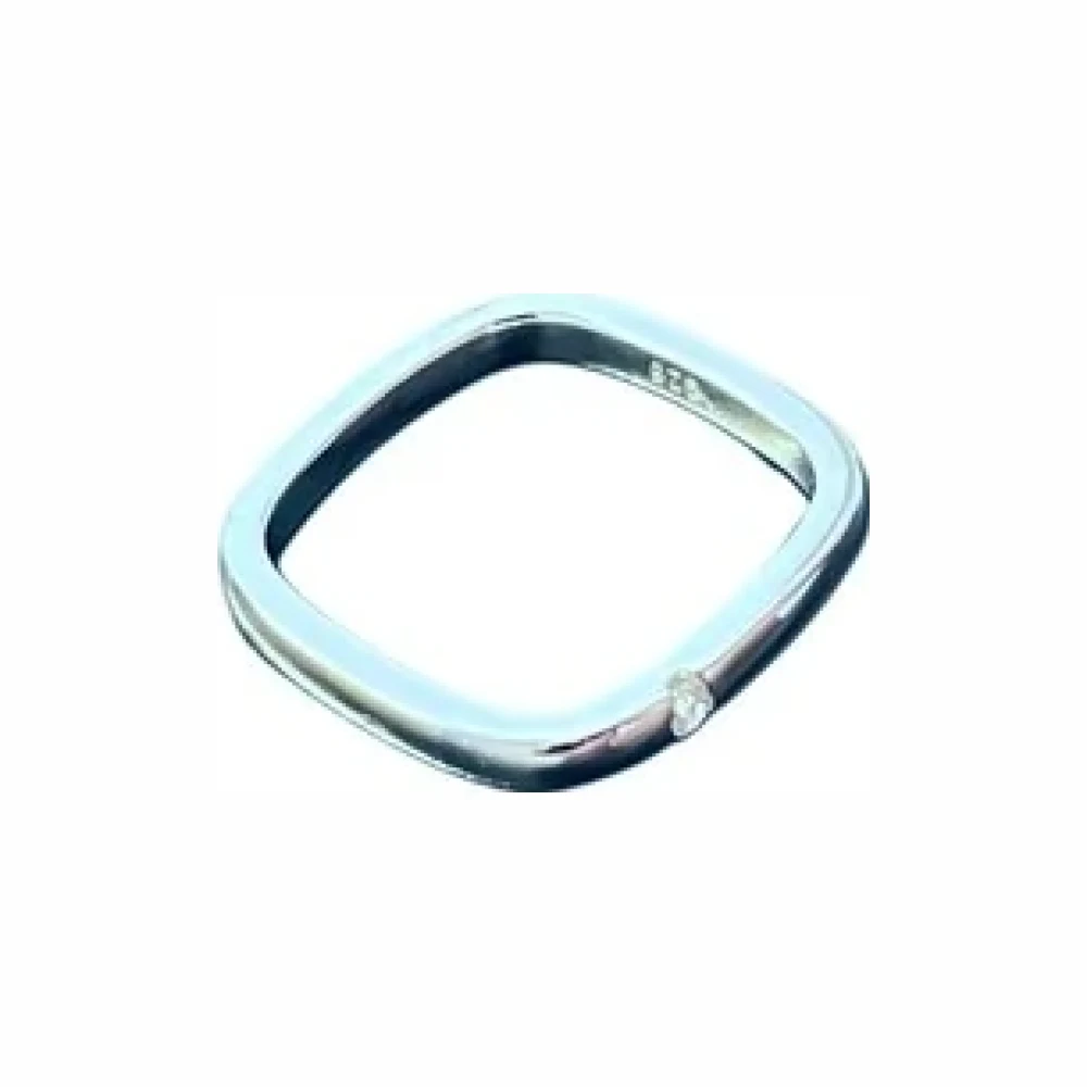 Anel quadrado 1 zircônia Prata 925 Ródio, Bottega D'Oro