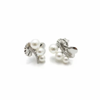 Brinco Ear Cuff pérola natural e zircônia Prata 925 Ródio