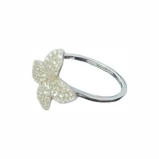Anel flor Zircônia quatro pétalas M Prata 925 Ródio