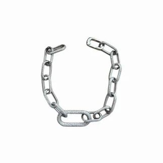 Pulseira elos cravejados zircônia 19 cm Prata 925 Ródio