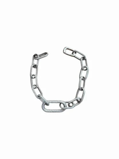 Pulseira elos cravejados zircônia 19 cm Prata 925 Ródio